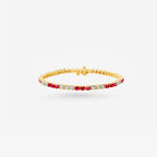 Peter Marco 18k yellow gold round cut diamond and ruby bracelet