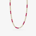 Peter Marco 18k yellow gold round cut diamond and ruby necklace