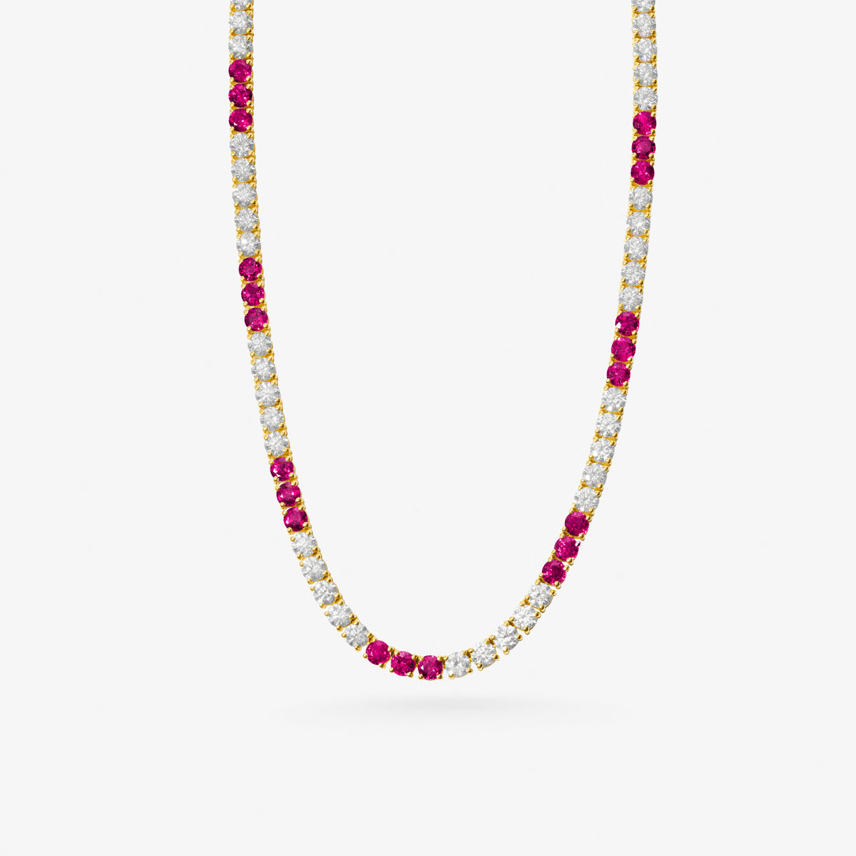 Peter Marco 18k yellow gold round cut diamond and ruby necklace
