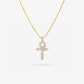Peter Marco 18k yellow gold round cut diamond cross pendant