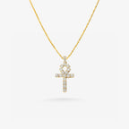 Peter Marco 18k yellow gold round cut diamond cross pendant