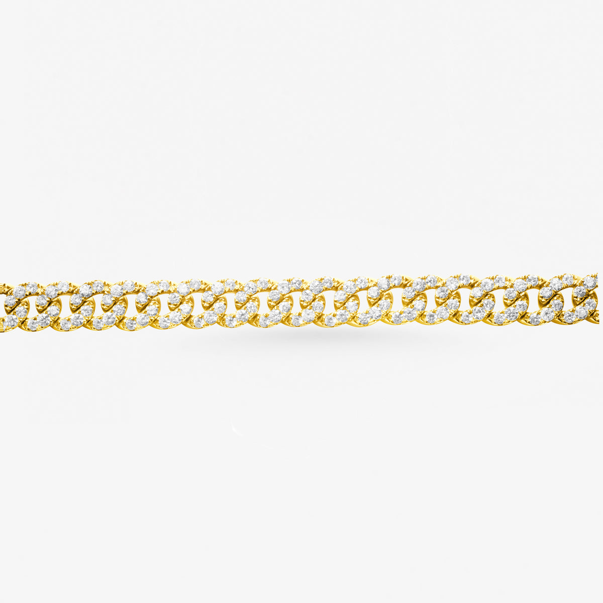 Peter Marco 18k yellow gold round cut diamond Cuban link bracelet, detail view