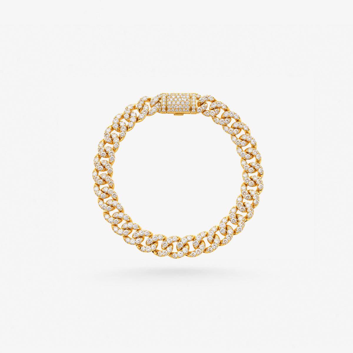 Peter Marco 18k yellow gold round cut diamond Cuban link bracelet