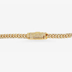 Peter Marco 18k yellow gold round cut diamond Cuban link necklace, clasp view