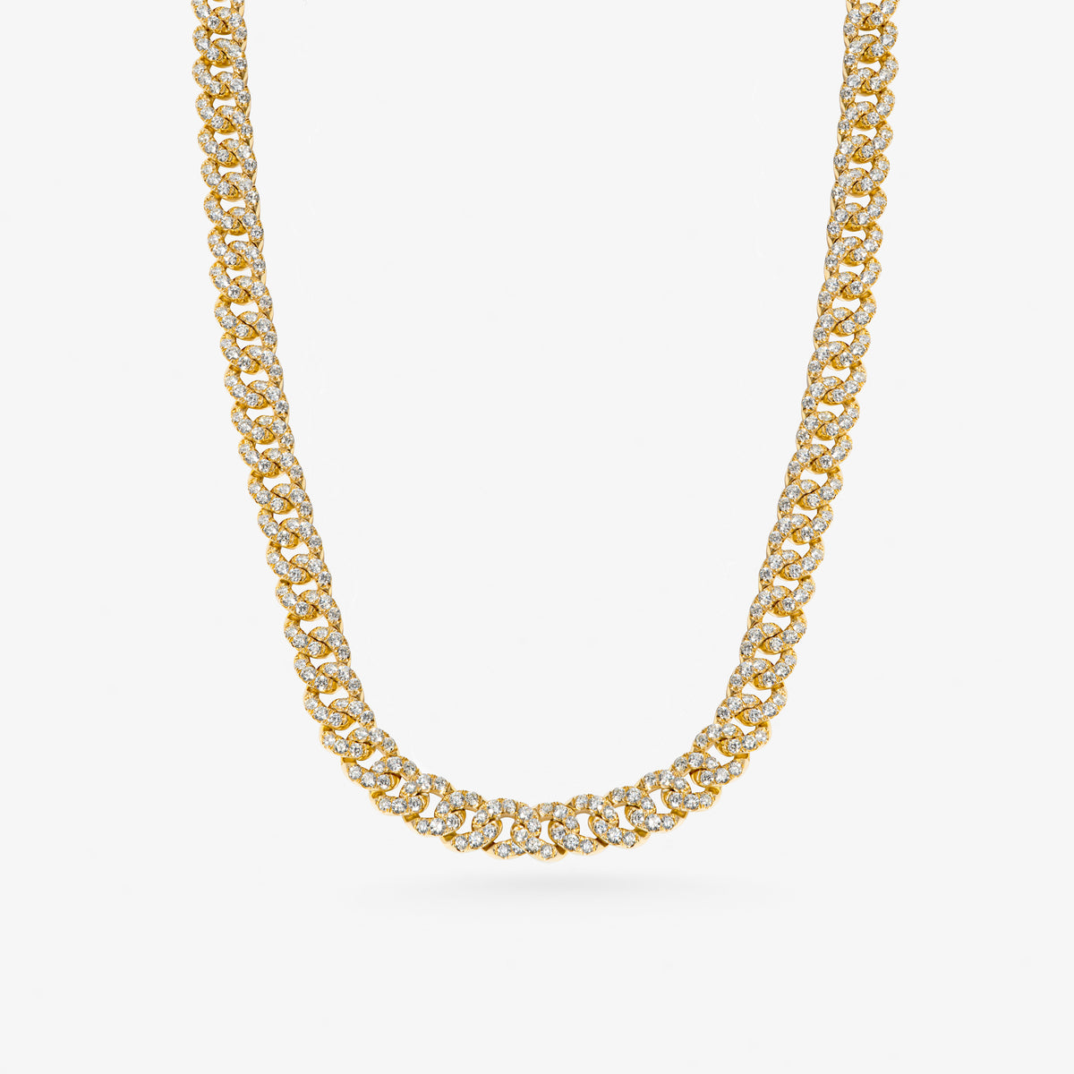 Peter Marco 18k yellow gold round cut diamond Cuban link necklace