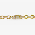 Peter Marco 18k yellow gold round cut diamond curb chain necklace, clasp view