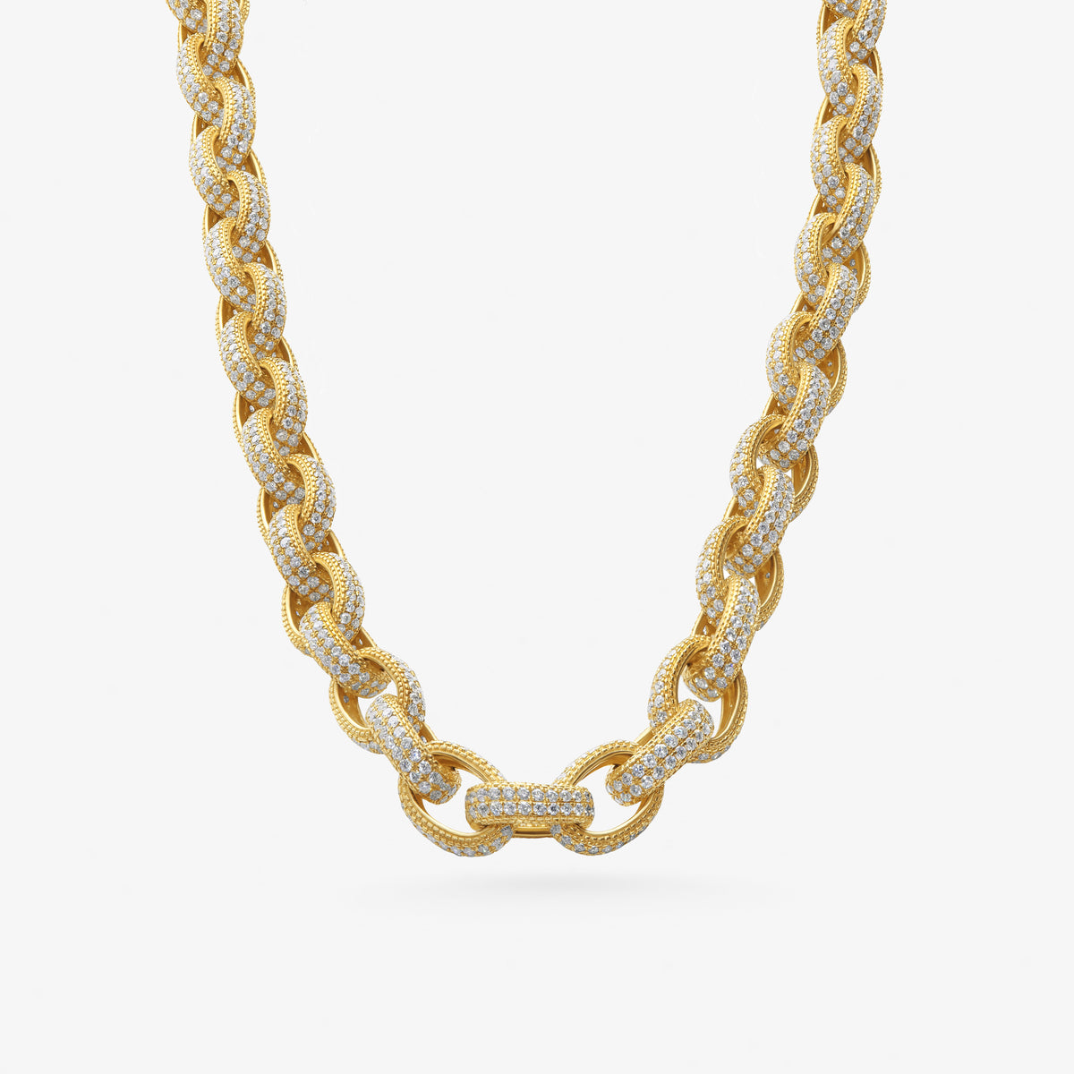 Peter Marco 18k yellow gold round cut diamond curb chain necklace