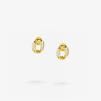 Peter Marco 18k yellow gold round cut diamond oval drop earrings