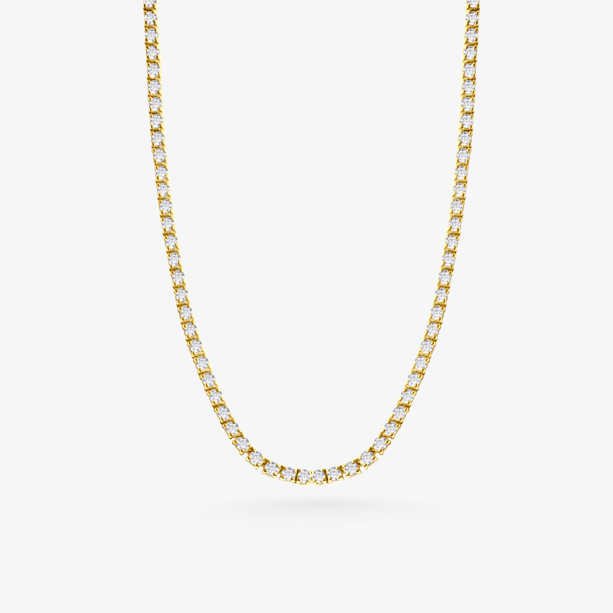 Peter Marco 18k yellow gold round cut diamond four prong tennis necklace
