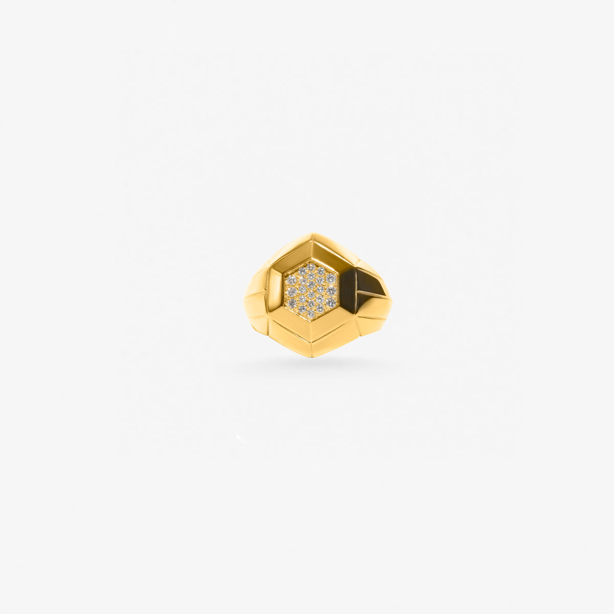 Peter Marco 18k yellow gold round cut diamond hexagonal ring