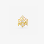 Peter Marco 18k yellow gold round cut diamond openwork ring