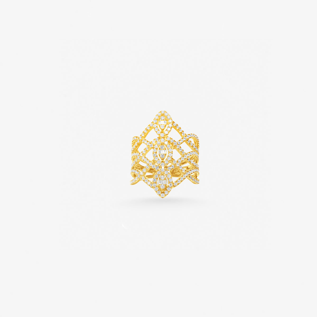 Peter Marco 18k yellow gold round cut diamond openwork ring