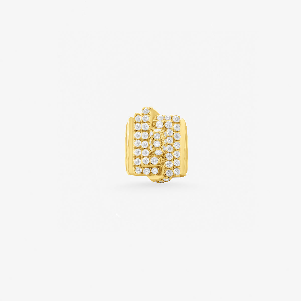 Peter Marco 18k yellow gold round cut diamond pavé wide band ring