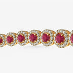 Peter Marco 18k yellow gold round cut ruby and diamond bracelet, detail view
