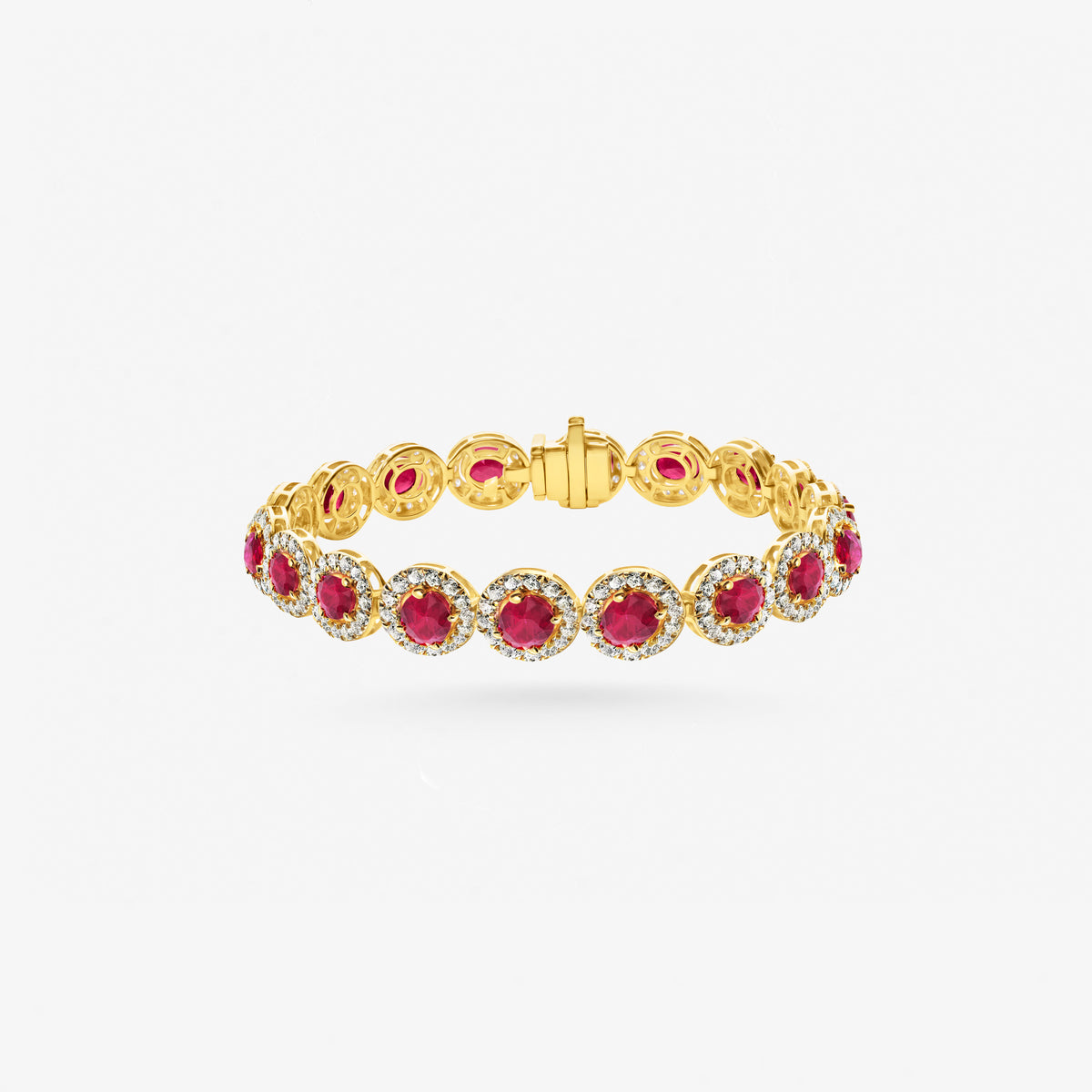 Peter Marco 18k yellow gold round cut ruby and diamond bracelet