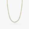 Peter Marco 18k yellow gold three-prong graduated round cut diamond necklace