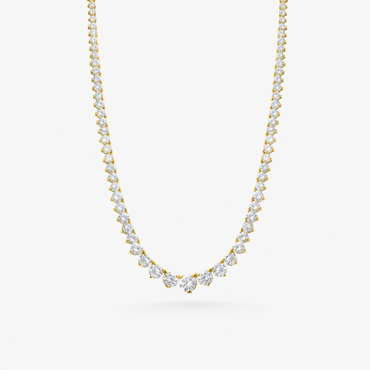 Peter Marco 18k yellow gold three-prong graduated round cut diamond necklace