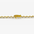 Peter Marco 18k yellow gold three-prong round cut diamond necklace, clasp view