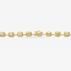 Peter Marco yellow gold yellow cushion cut bezel set diamond necklace, clasp view