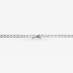 Peter Marco 18k white gold round cut diamond lariat necklace, clasp view