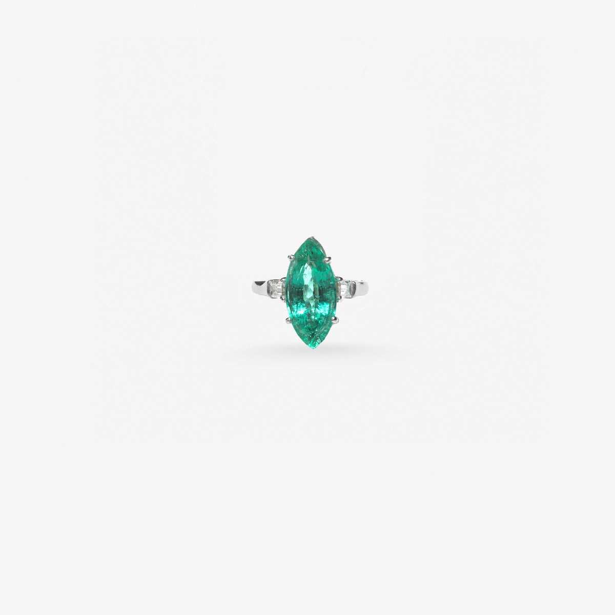 Marquise Emerald and Diamond Ring
