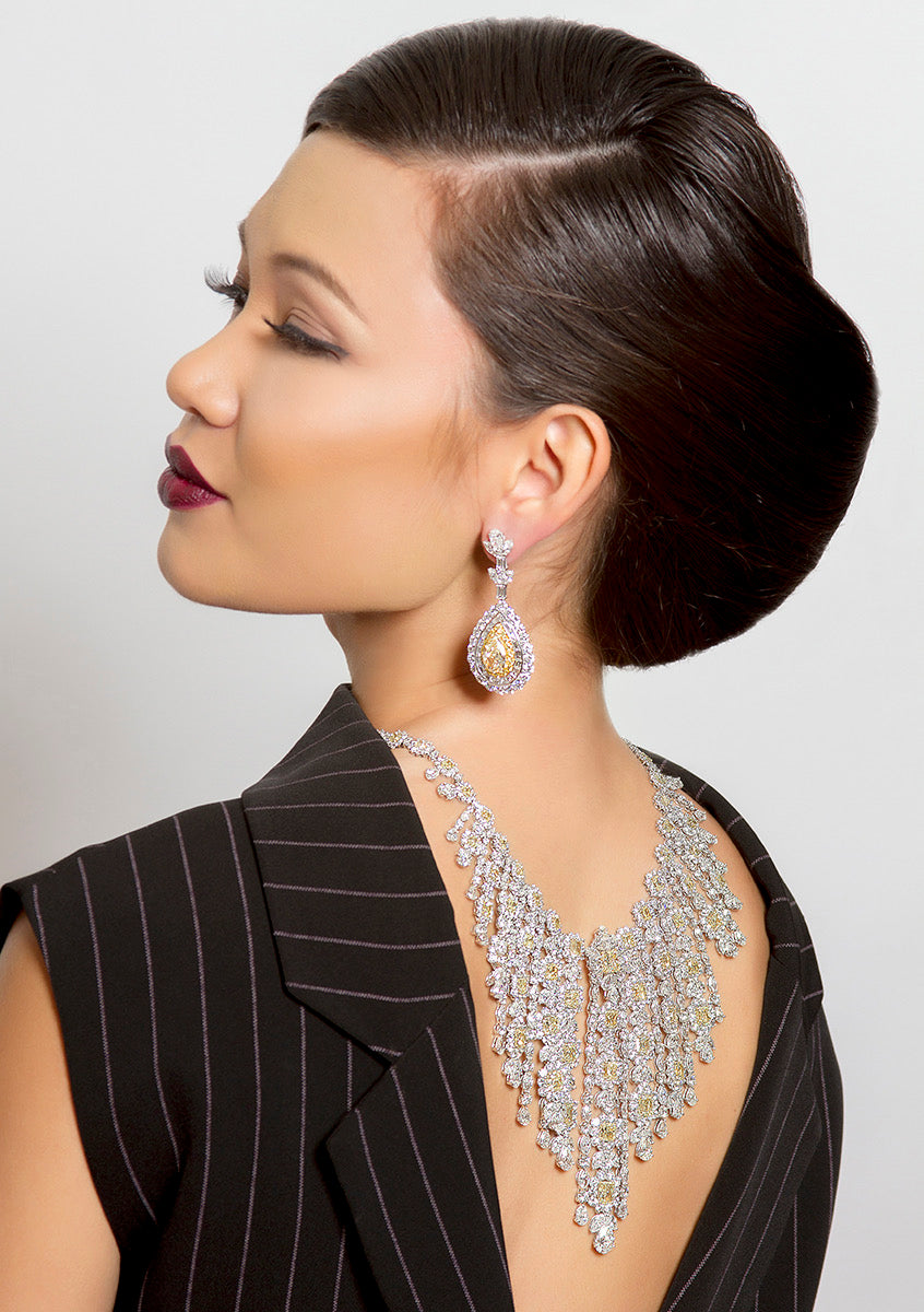 Multi-cut crystal necklace