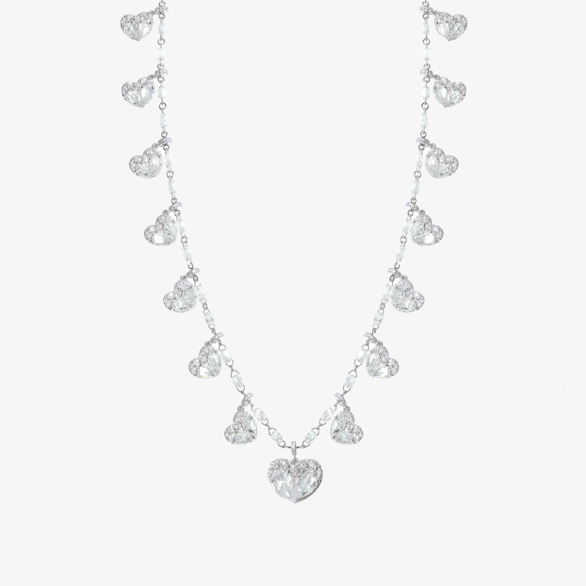 Diamond Heart Station Necklace