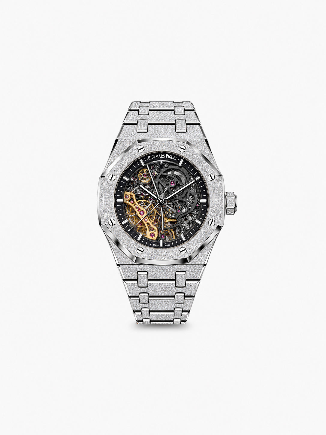 Peter Marco Audemars Piguet Royal Oak diamond-set white gold watch with openworked dial