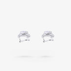 Peter Marco baguette and round cut diamond geometric stud earrings, side view
