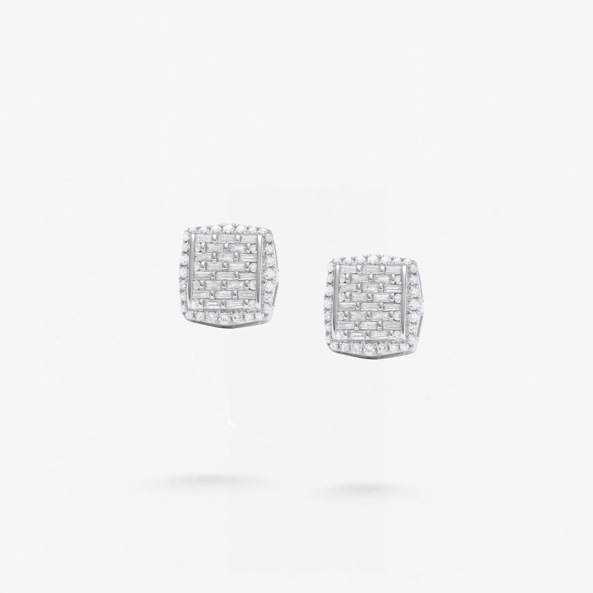 Peter Marco baguette and round cut diamond stud earrings