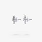 Peter Marco baguette and round cut white diamond earring jackets, side view