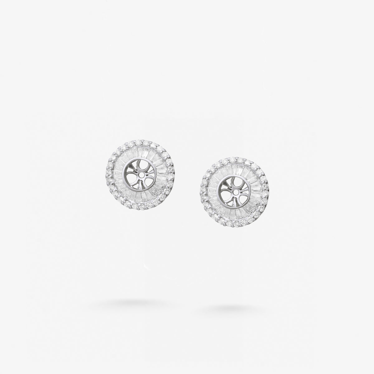 Peter Marco baguette and round cut white diamond earring jackets