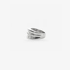 Peter Marco diamond ring with baguette-cut diamonds in three rows, side view