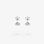 Peter Marco bezel set round cut diamond stud earrings, top down view