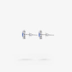 Peter Marco oval blue sapphire and diamond stud earrings, side view