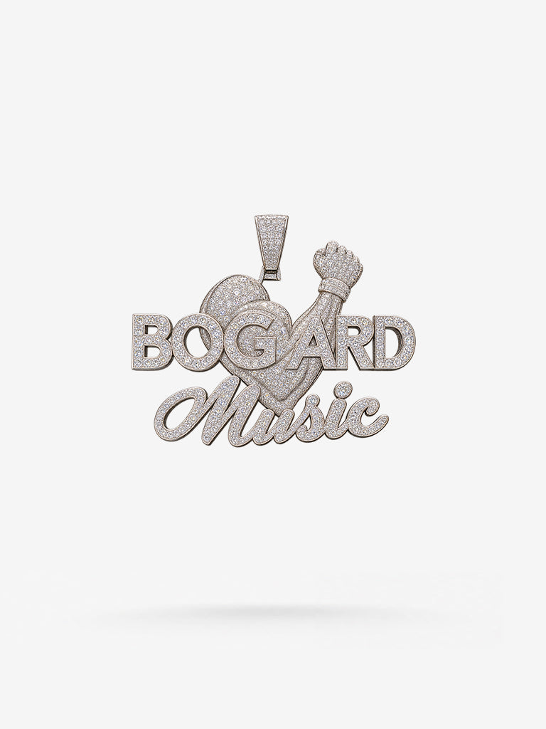 Peter Marco Bogard Music diamond pendant with microphone and script lettering