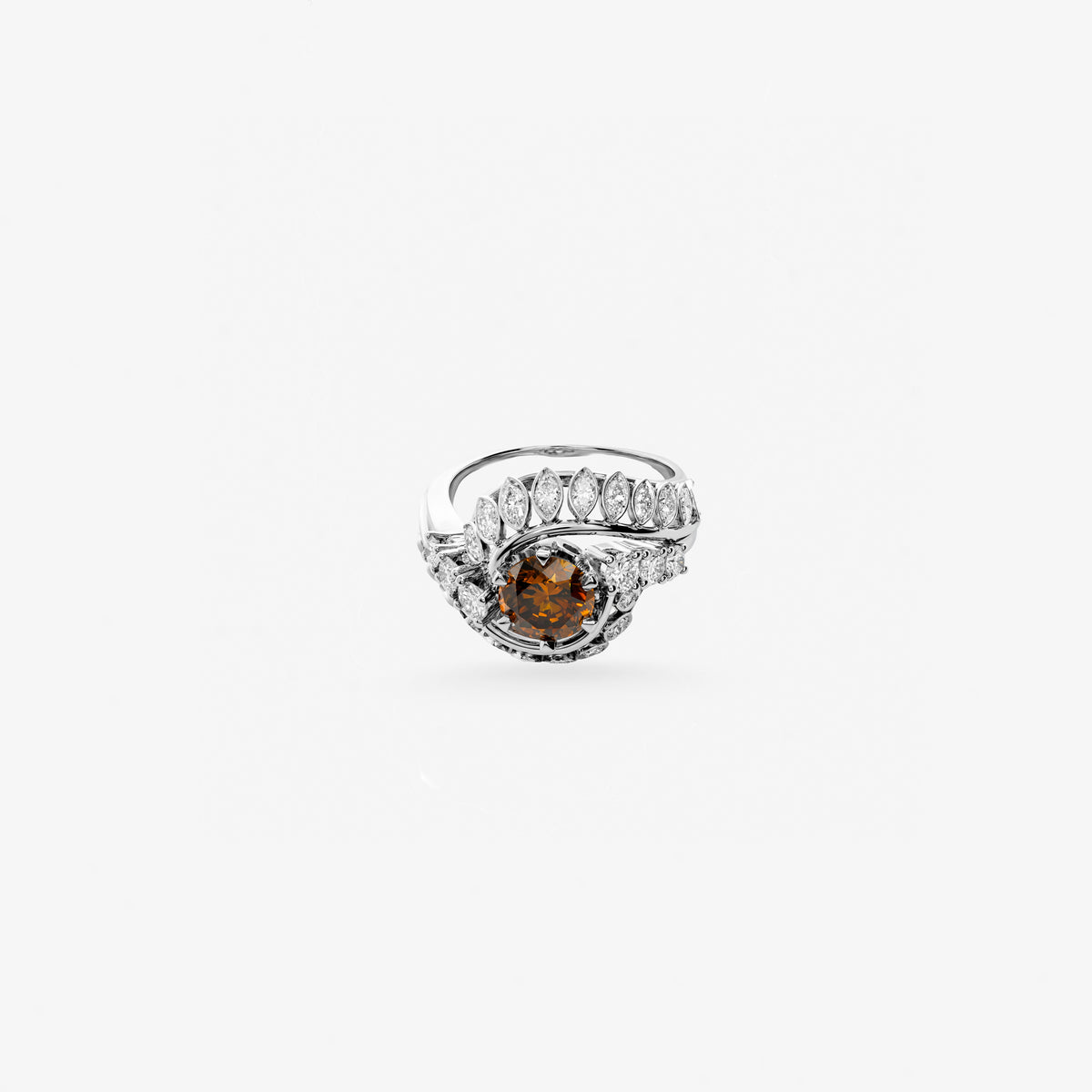 Peter Marco brown zircon and marquise cut diamond ring