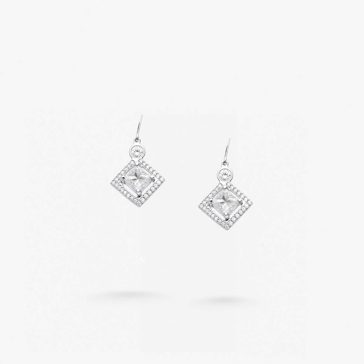 Peter Marco cushion cut and round cut diamond drop earrings