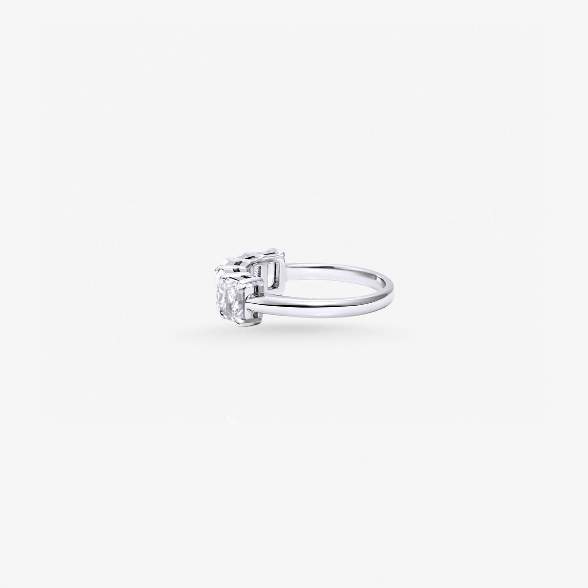 Peter Marco cushion cut diamond ring, side view