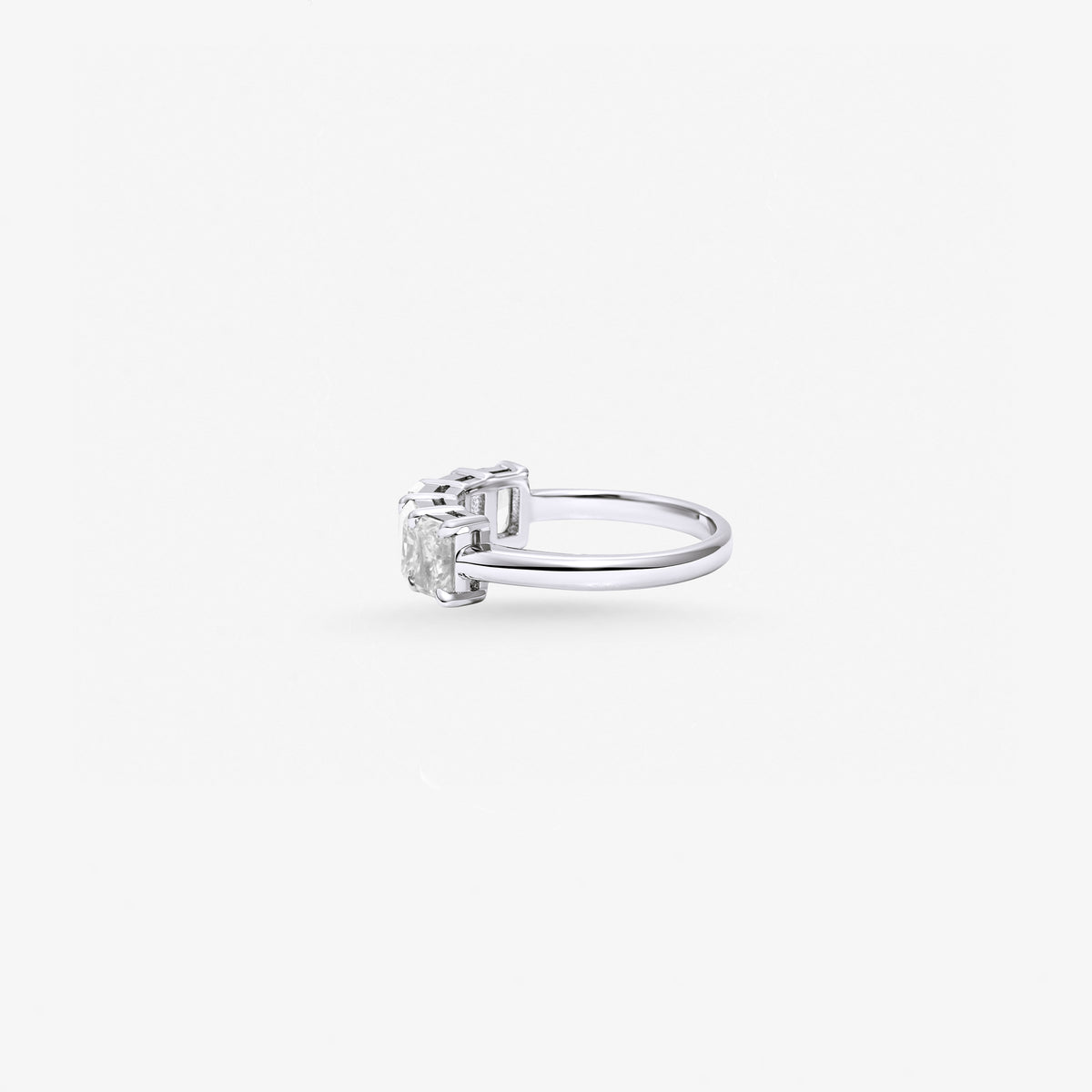 Peter Marco radiant cut diamond ring, side view