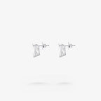 Peter Marco cushion cut white diamond stud earrings side view