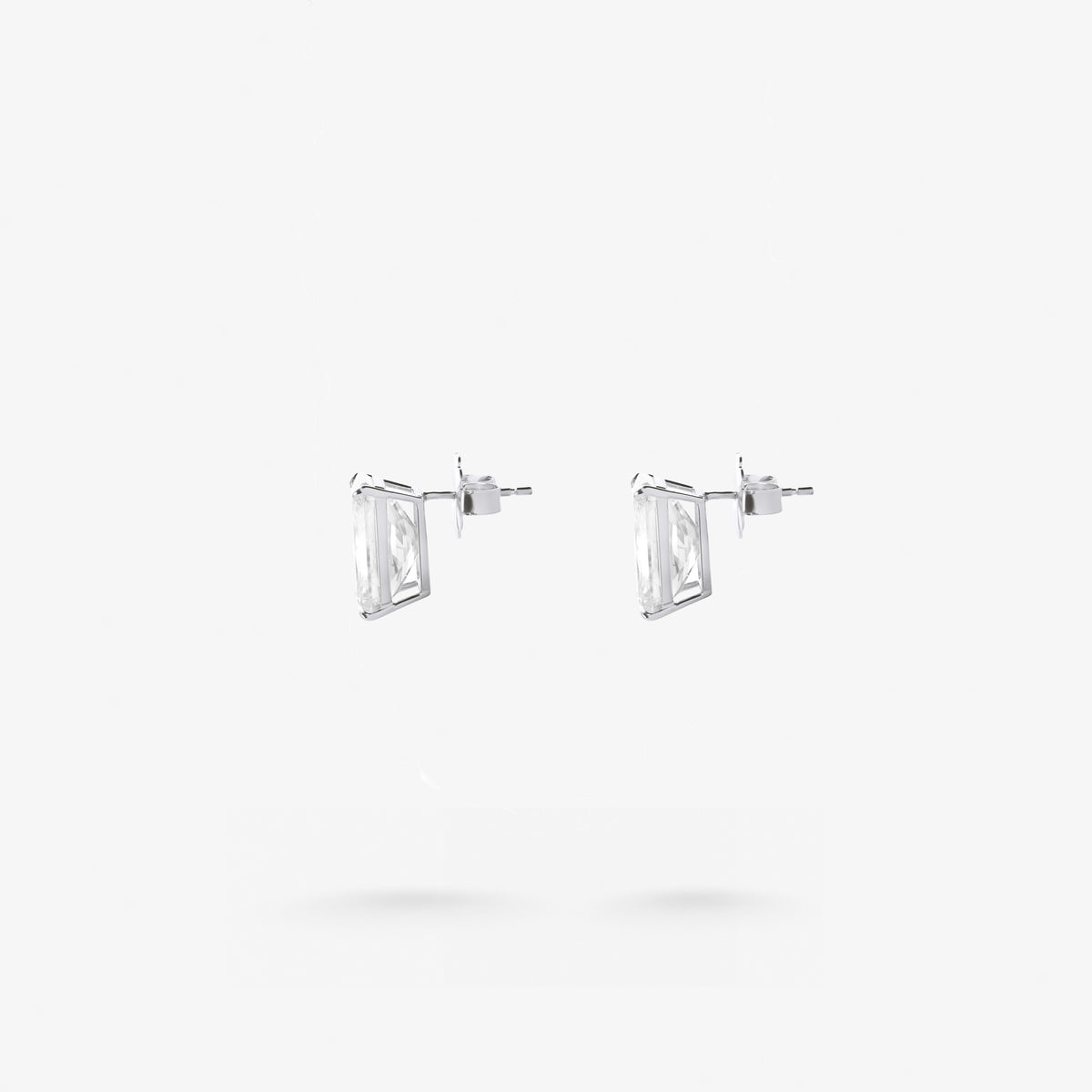 Peter Marco cushion cut white diamond stud earrings side view