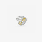 Peter Marco cushion cut yellow diamond and round cut diamond crossover ring