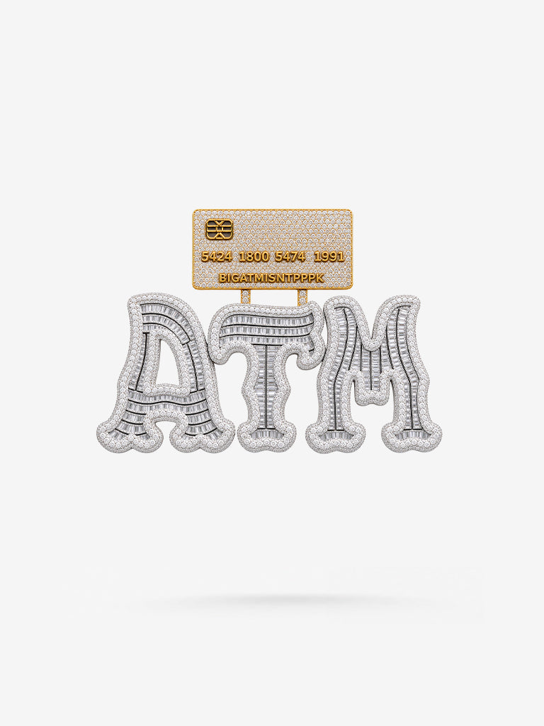 Peter Marco custom diamond ATM pendant featuring a credit card as the bail