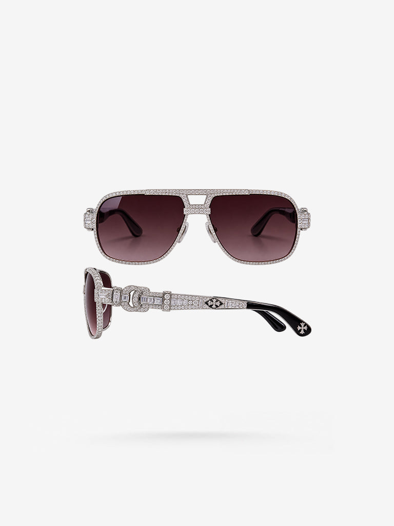 Peter Marco diamond Chrome Hearts sunglasses with pavé diamond detailing