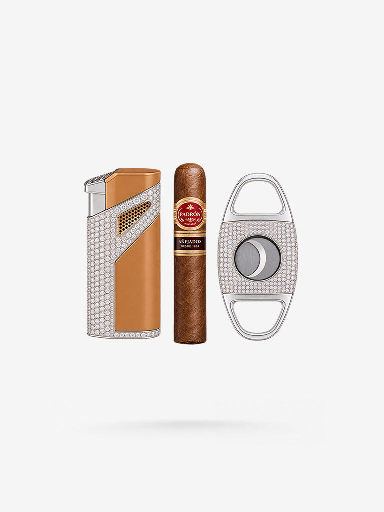 Peter Marco diamond cigar kit with diamond lighter and cigar cutter