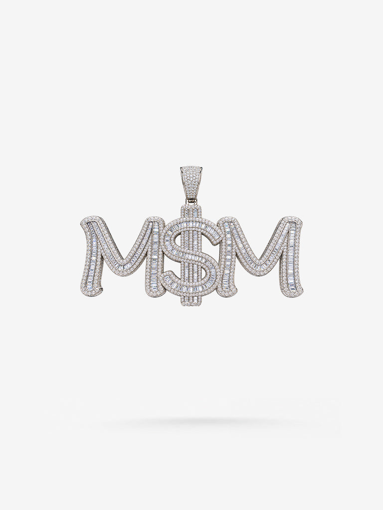 Peter Marco M$M diamond pendant with money sign and diamond lettering