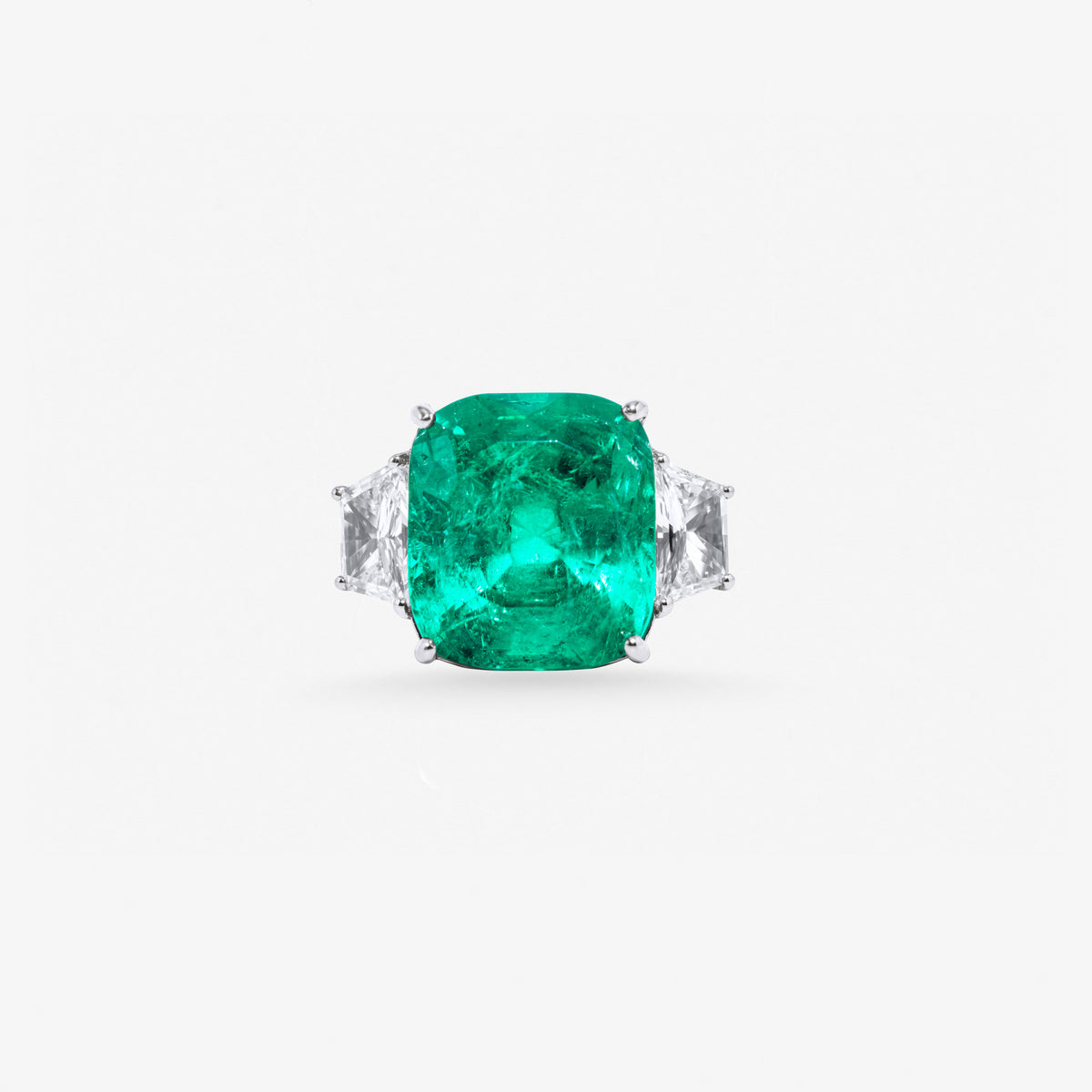 Peter Marco cushion-cut emerald and diamond ring