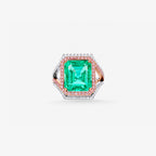 Peter Marco emerald and pink diamond halo ring
