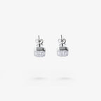 peter marco emerald cut and baguette cut diamond stud earrings, top down view